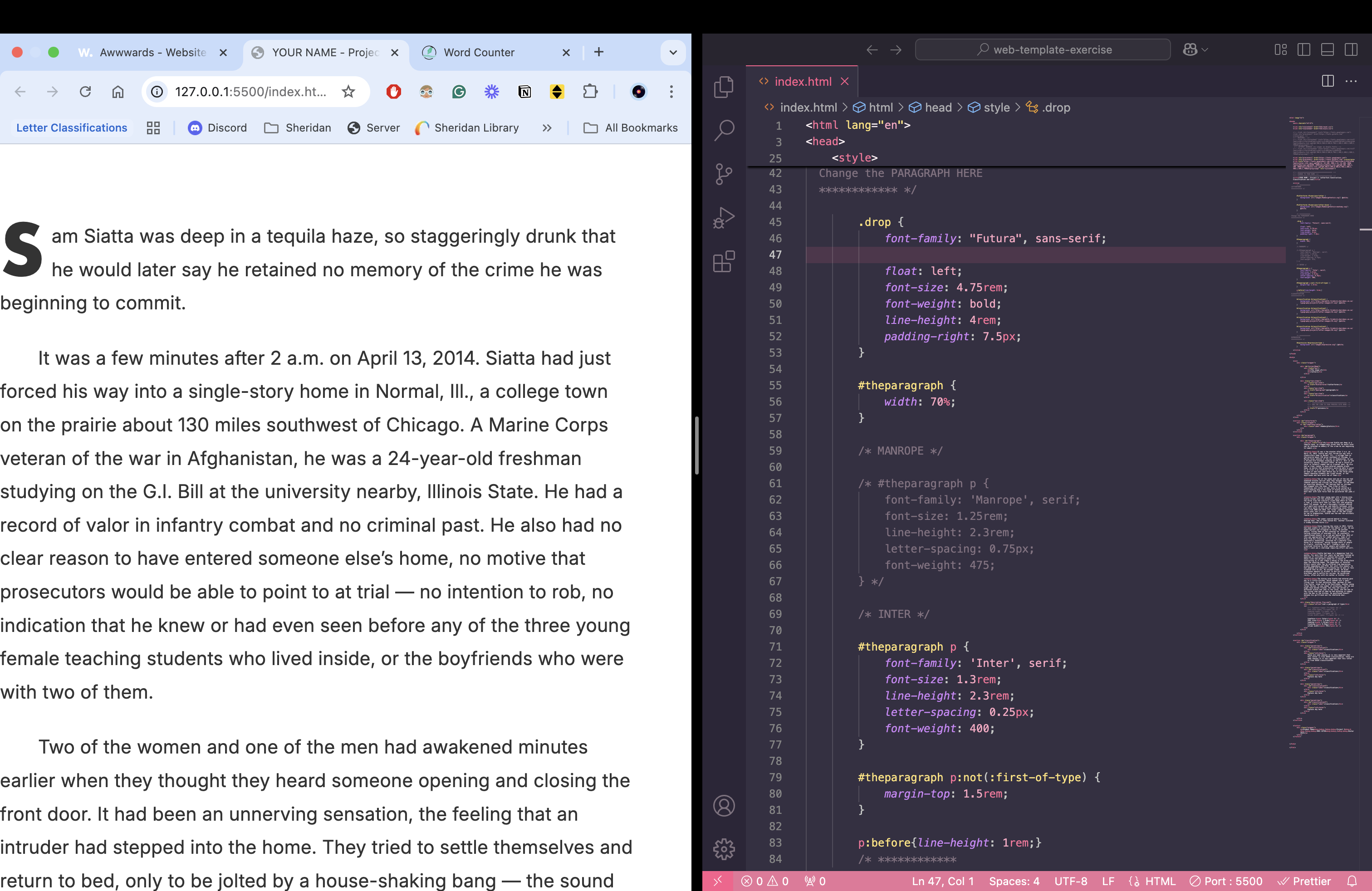 process work for paragraph setting