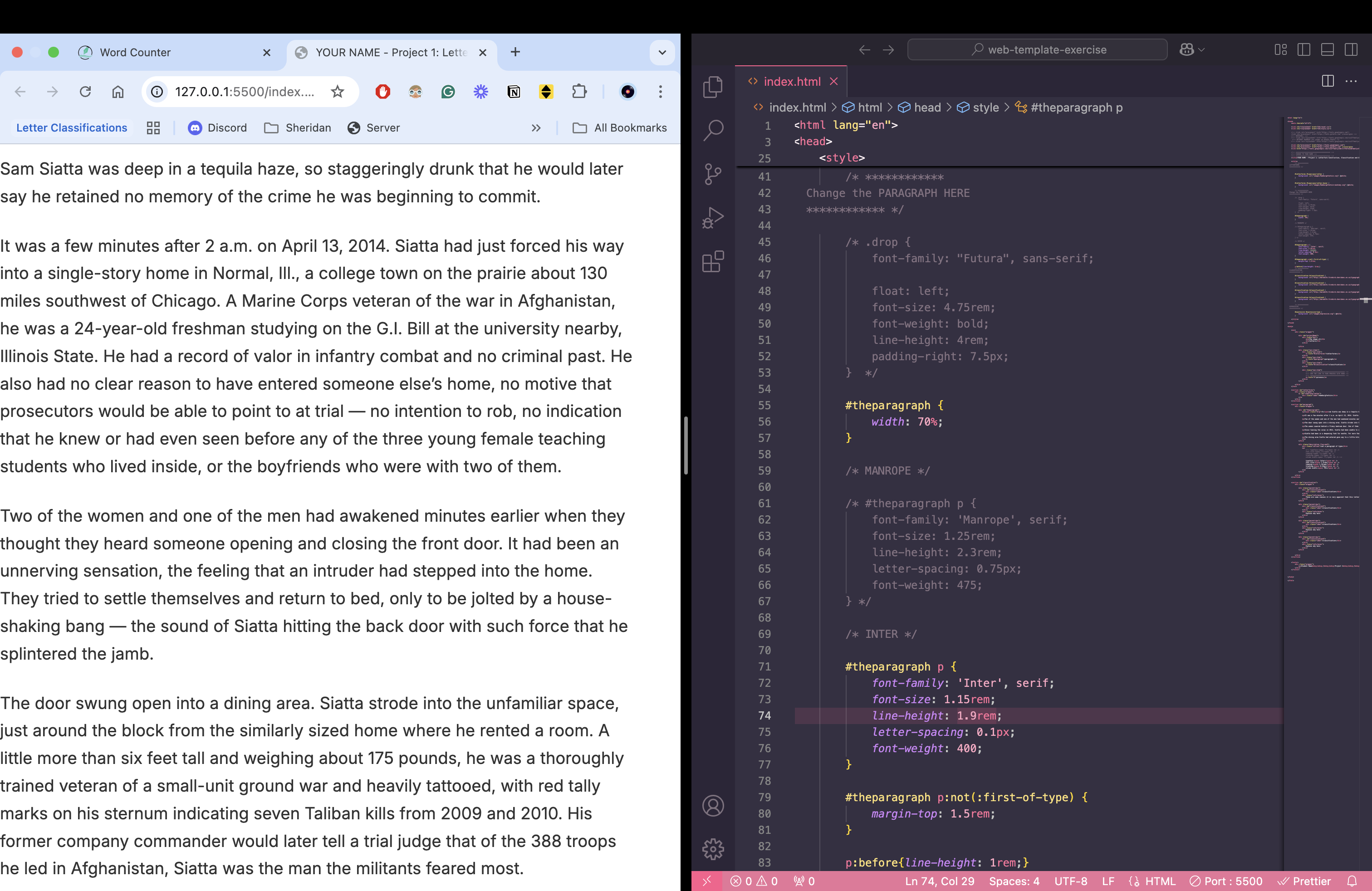process work for paragraph setting