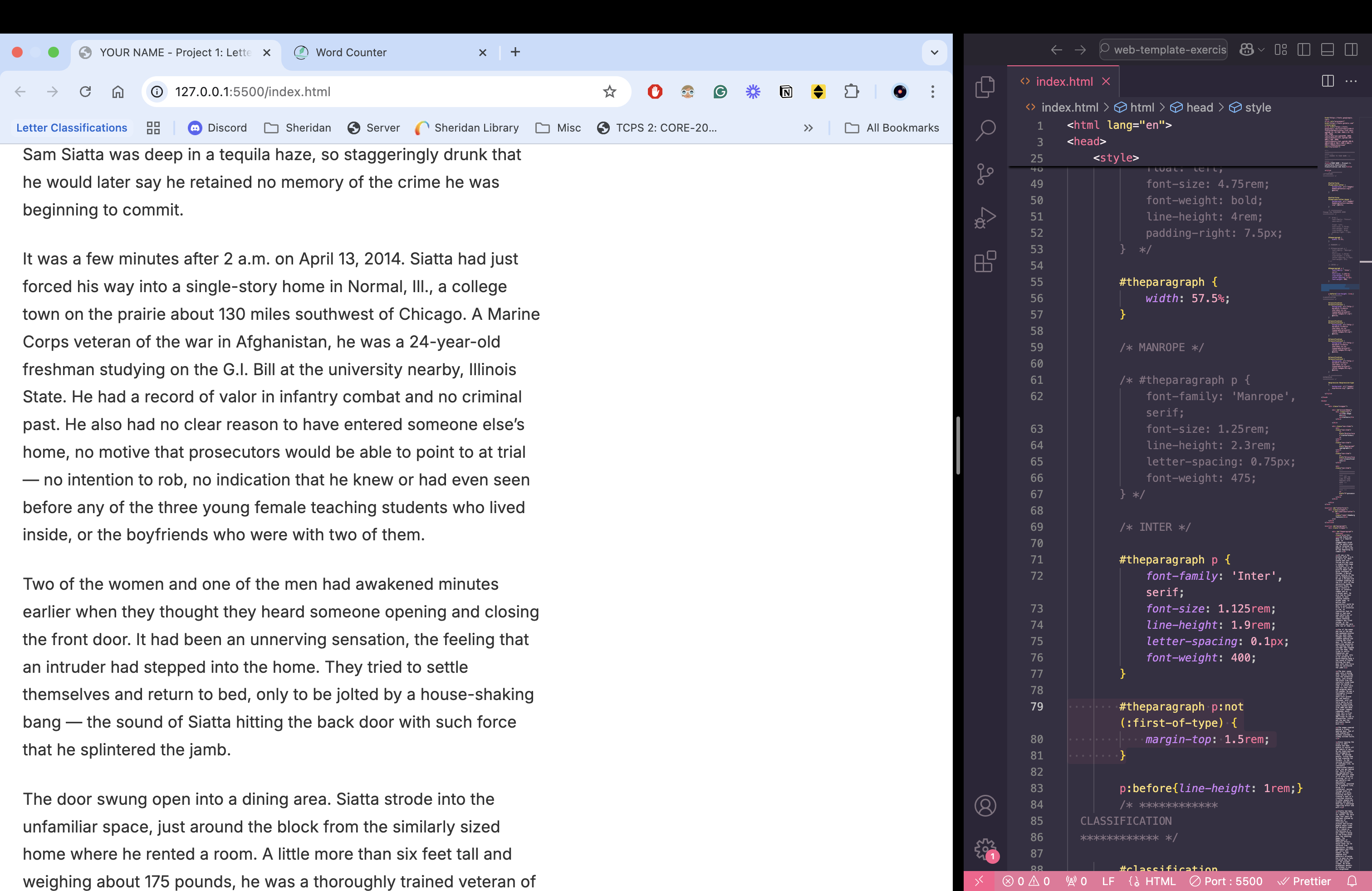 process work for paragraph setting