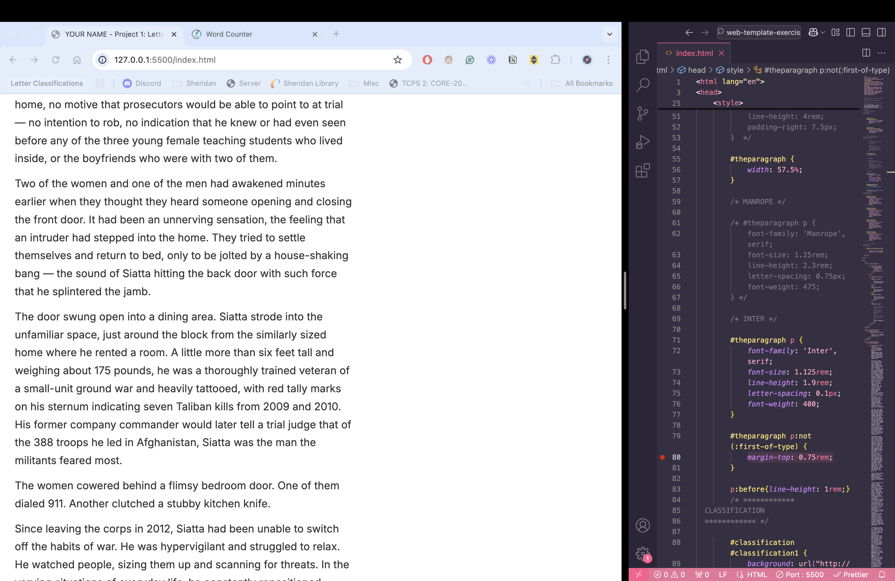 process work for paragraph setting